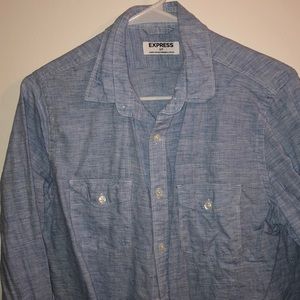 Blue linen Express button shirt